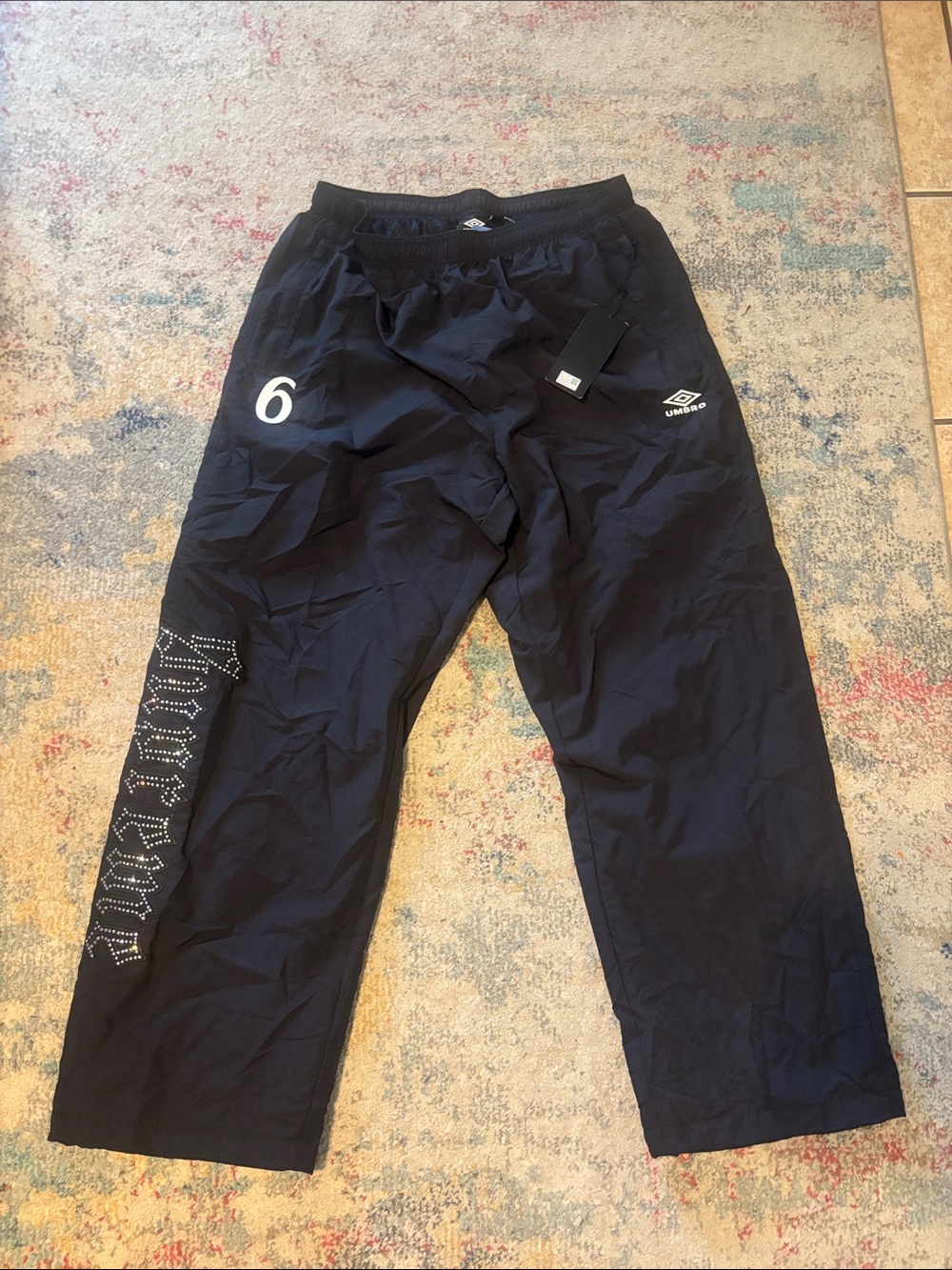 Umbro Black Men's Jogger Track Pants with Number & Logo